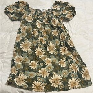 Floral women’s Dress in Green and Cream